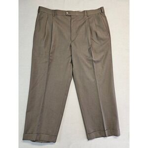 Zanella Nordstrom Bennett Mens 42 Brown Wool Pleated Cuffed Dress Pants Italy
